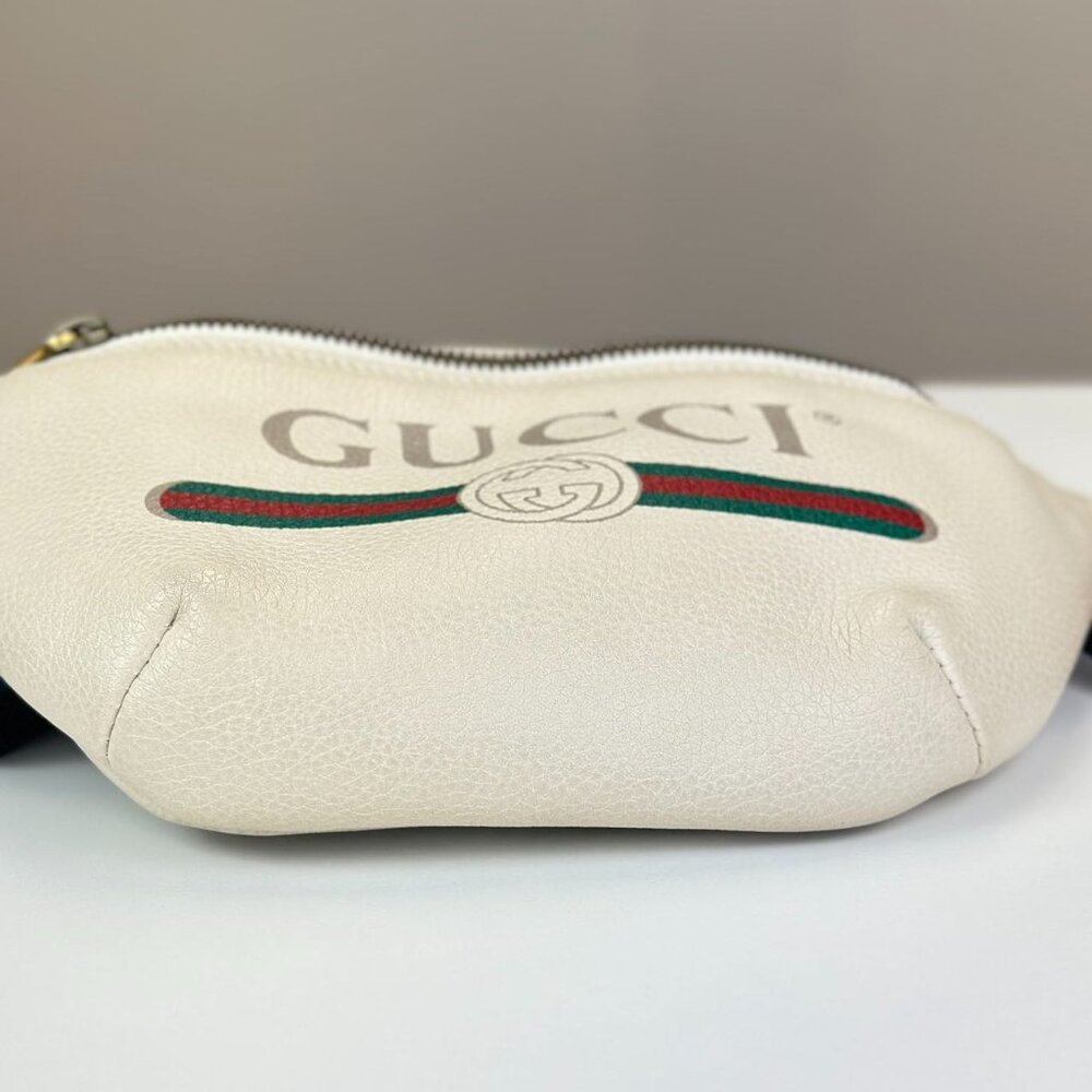 Gucci White Leather Gucci Printed Bum Bag Shoulder Bag - Picture 5 of 8